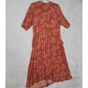 Torrid Super Soft Knits Dress Womens 1X Orange Floral Maxi Fit Flare Pockets